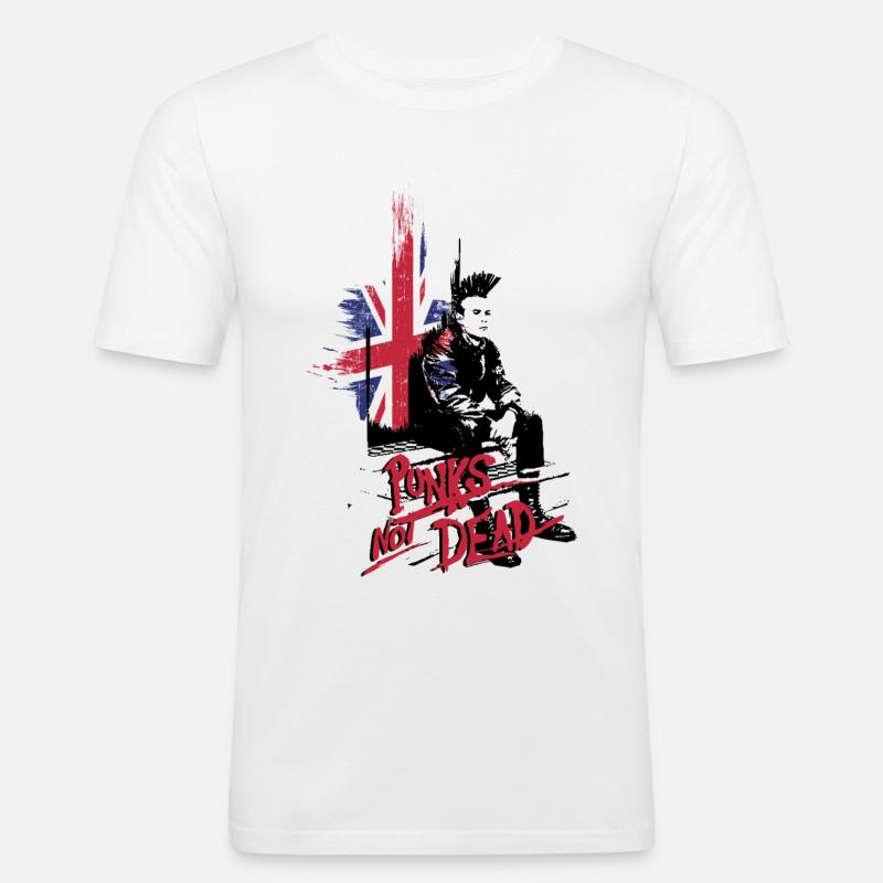 british PUNK ROCK ONE - Men's Slim Fit T-Shirt - white