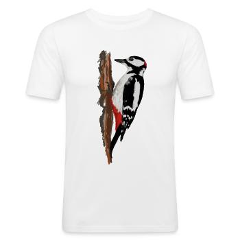 Specht - Männer Slim Fit T-Shirt - Weiß - Vorne - Nik (191cm)