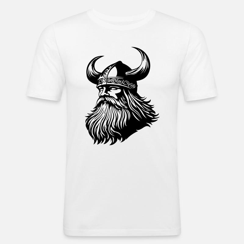 Wikinger Krieger Odin - Männer Slim Fit T-Shirt - Weiß