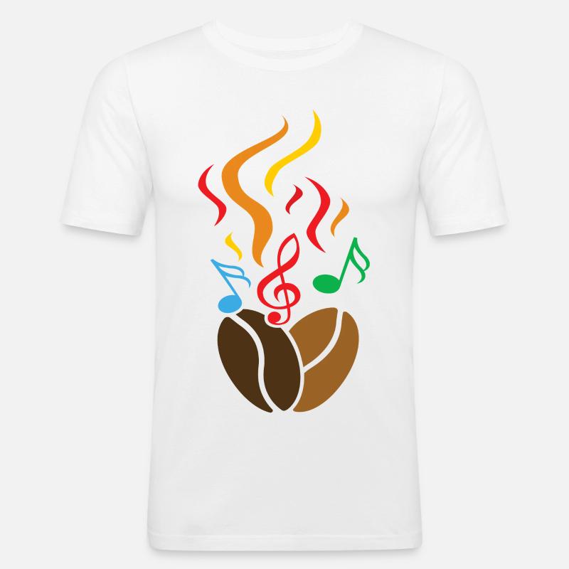 Kaffeebohnen mit Noten - Männer Slim Fit T-Shirt - Weiß