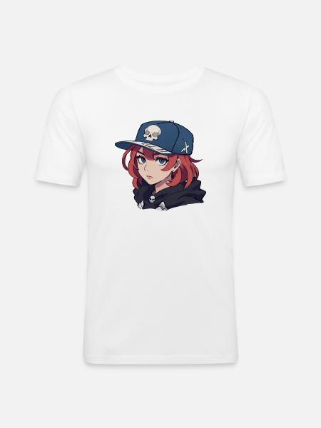 Skater-Mädchen - Männer Slim Fit T-Shirt - Weiß