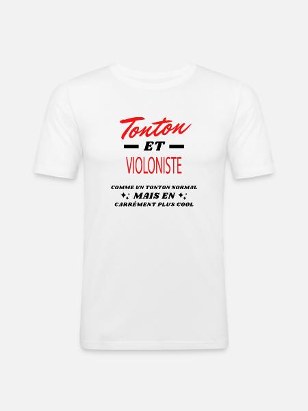 Tonton et VIOLONISTE - T-shirt près du corps Homme - blanc