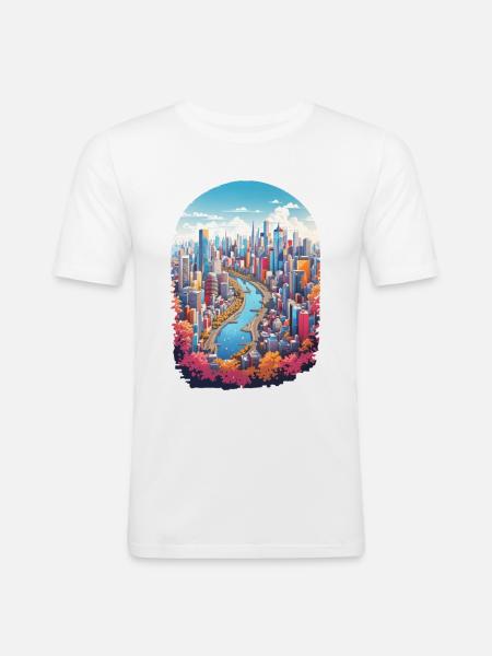 Paysage urbain - T-shirt près du corps Homme - blanc