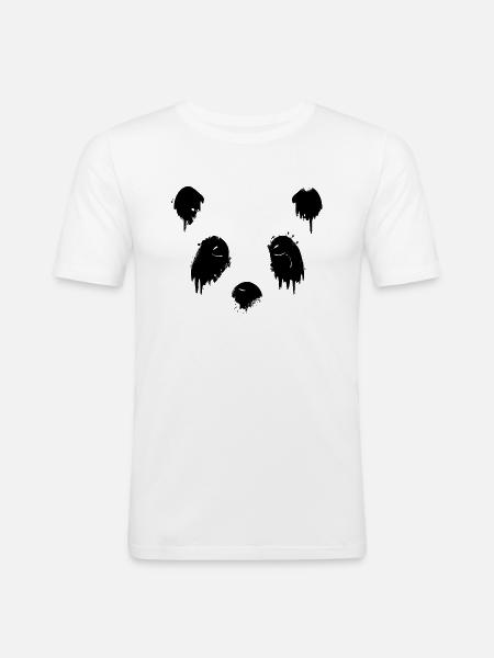 trauriger Panda - Männer Slim Fit T-Shirt - Weiß