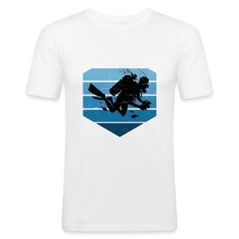 Scuba Diving Heren Scuba Diver Duiken - Mannen slim fit T-shirt - wit - Voor - Nik (191cm)