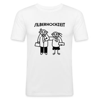Siilberhochzeit Paar - Männer Slim Fit T-Shirt - Weiß - Vorne - Nik (191cm)