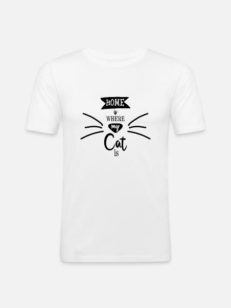 Katze & Katzen Sprüche - Männer Slim Fit T-Shirt - Weiß