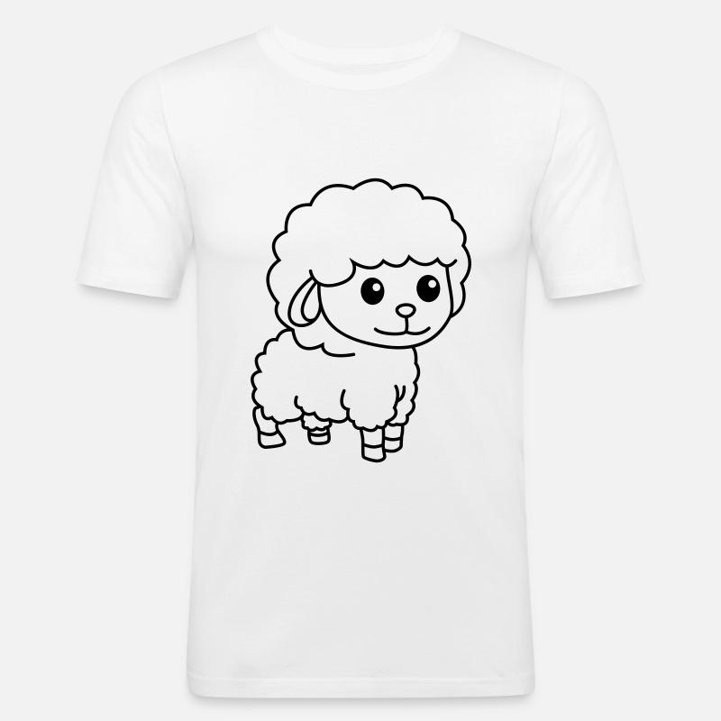 Schaf Comic Tier - Männer Slim Fit T-Shirt - Weiß