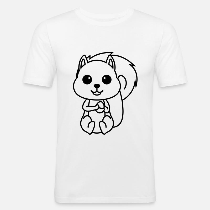 Eichhörnchen Comic Tier - Männer Slim Fit T-Shirt - Weiß