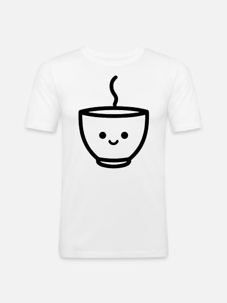 Kaffeebecher - Männer Slim Fit T-Shirt - Weiß