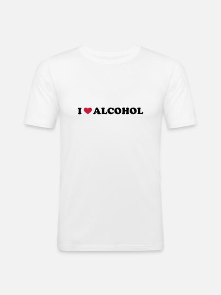 I Love Alcohol - Männer Slim Fit T-Shirt - Weiß