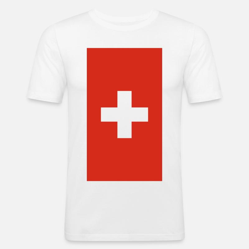 Telefon-Fall der Schweizer Flagge - Männer Slim Fit T-Shirt - Weiß