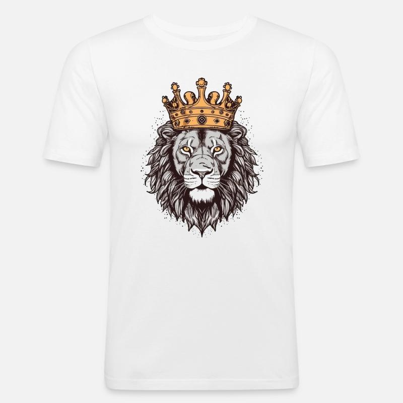 Löwe mit Krone - Männer Slim Fit T-Shirt - Weiß