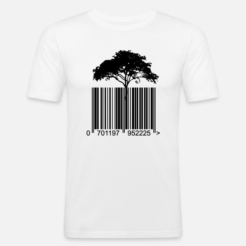 Barcode Baum - Männer Slim Fit T-Shirt - Weiß