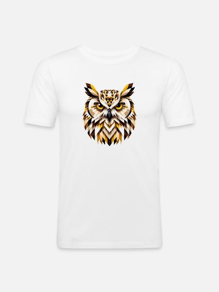 Abstrakte geometrische Eule - Farbgestaltung - Männer Slim Fit T-Shirt - Weiß