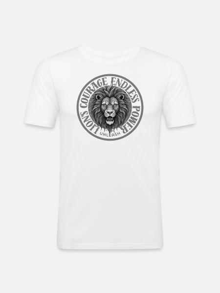 Lion's Courage - Männer Slim Fit T-Shirt - Weiß
