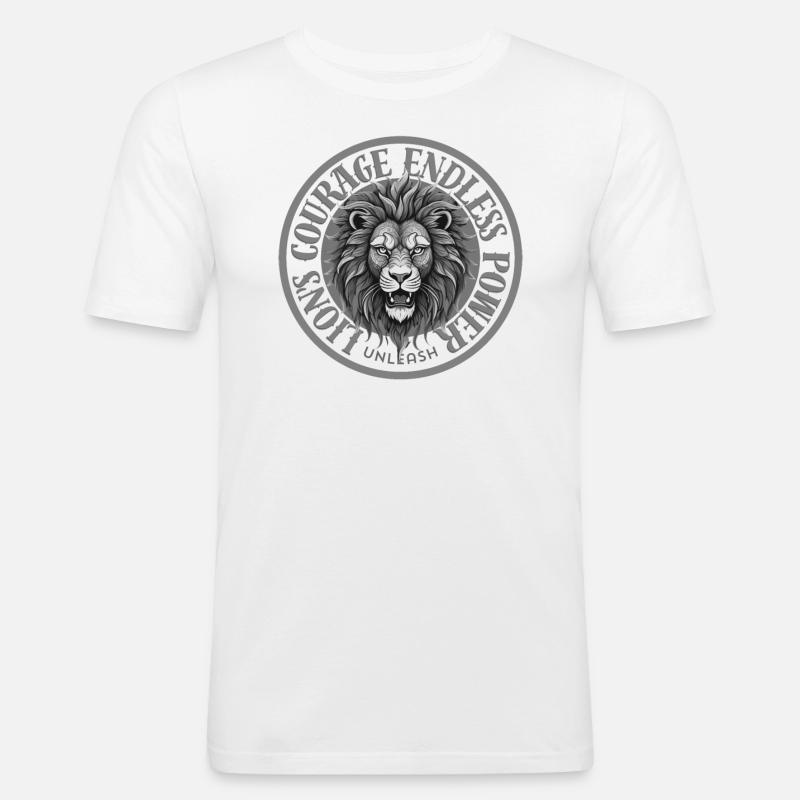 Lion's Courage - Männer Slim Fit T-Shirt - Weiß