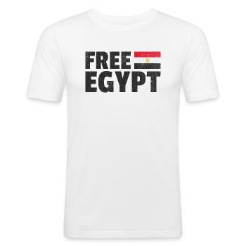 Égypte libre : Soutenez la liberté égyptienne - T-shirt près du corps Homme - blanc - Devant - Nik (191cm)