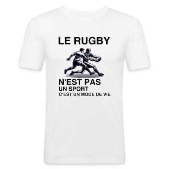 Rugby Sport - T-shirt près du corps Homme - blanc - Devant - Nik (191cm)