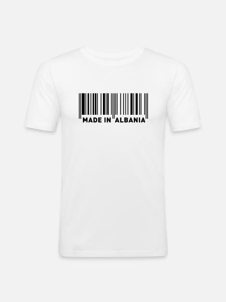 MADE IN ALBANIA - Männer Slim Fit T-Shirt - Weiß