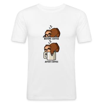Faultier Kaffee - Männer Slim Fit T-Shirt - Weiß - Vorne - Nik (191cm)