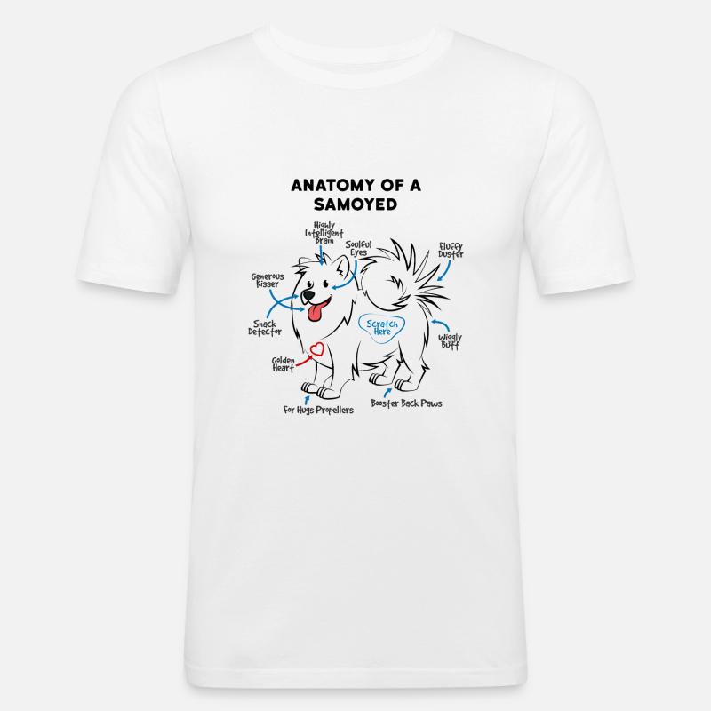 Anatomie Eines Samojede Hund - Männer Slim Fit T-Shirt - Weiß