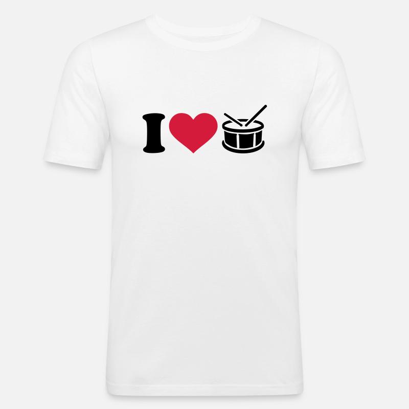 Trommel - Männer Slim Fit T-Shirt - Weiß