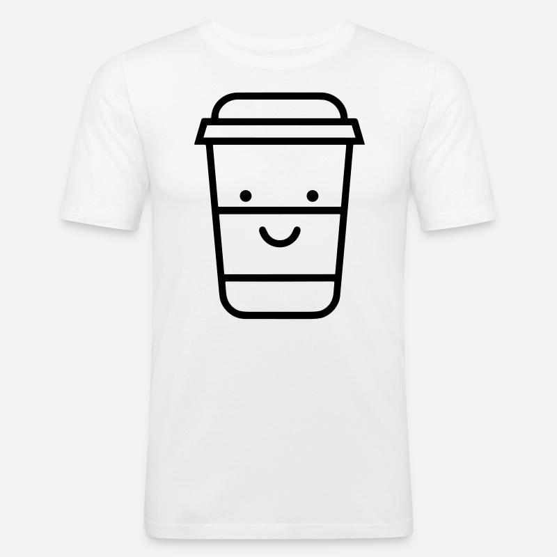 Kaffeebecher - Männer Slim Fit T-Shirt - Weiß