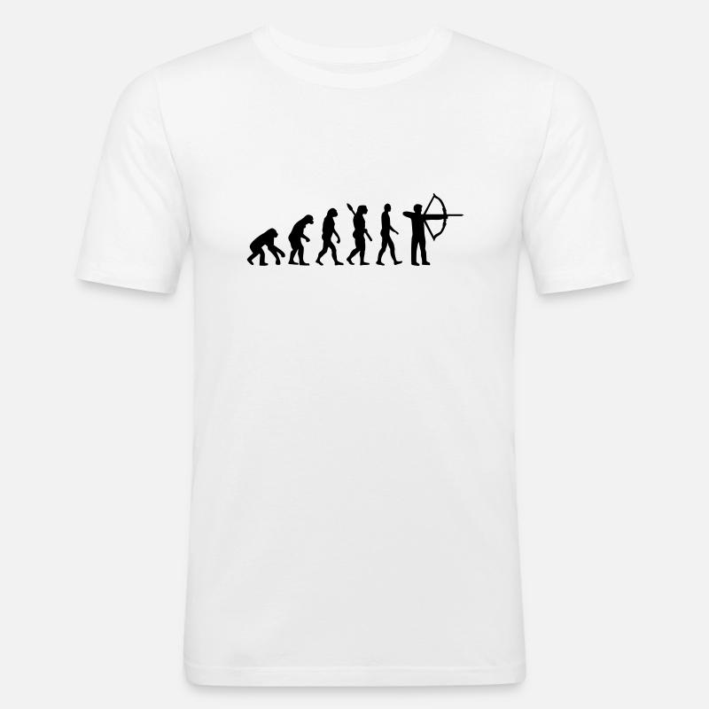Évolution Tir à l'arc - T-shirt près du corps Homme - blanc
