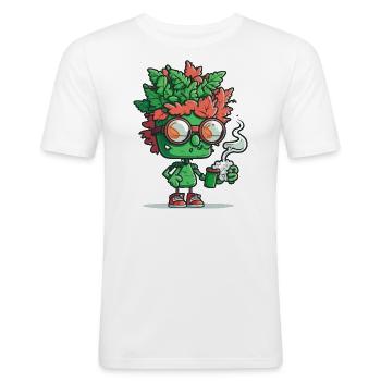 Petes Party - Männer Slim Fit T-Shirt - Weiß - Vorne - Nik (191cm)