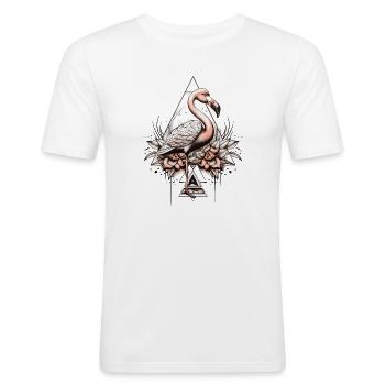 Flamingo - Männer Slim Fit T-Shirt - Weiß - Vorne - Nik (191cm)