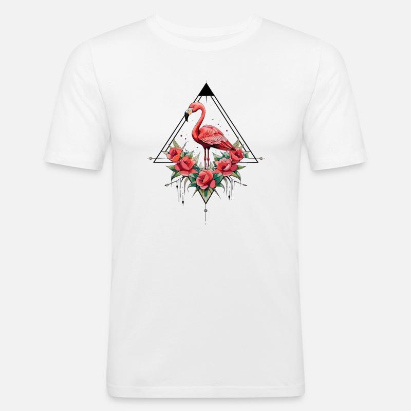 Flamingo - Männer Slim Fit T-Shirt - Weiß