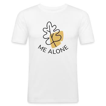 Leaf Me Alone - Männer Slim Fit T-Shirt - Weiß - Vorne - Nik (191cm)