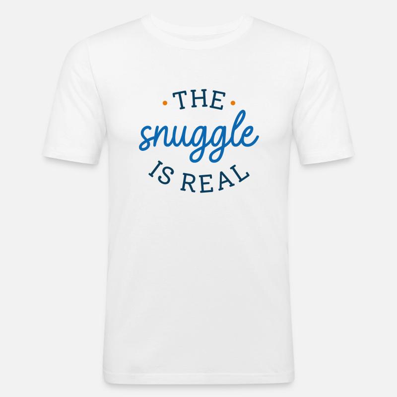 Das Kuscheln ist echt - Männer Slim Fit T-Shirt - Weiß