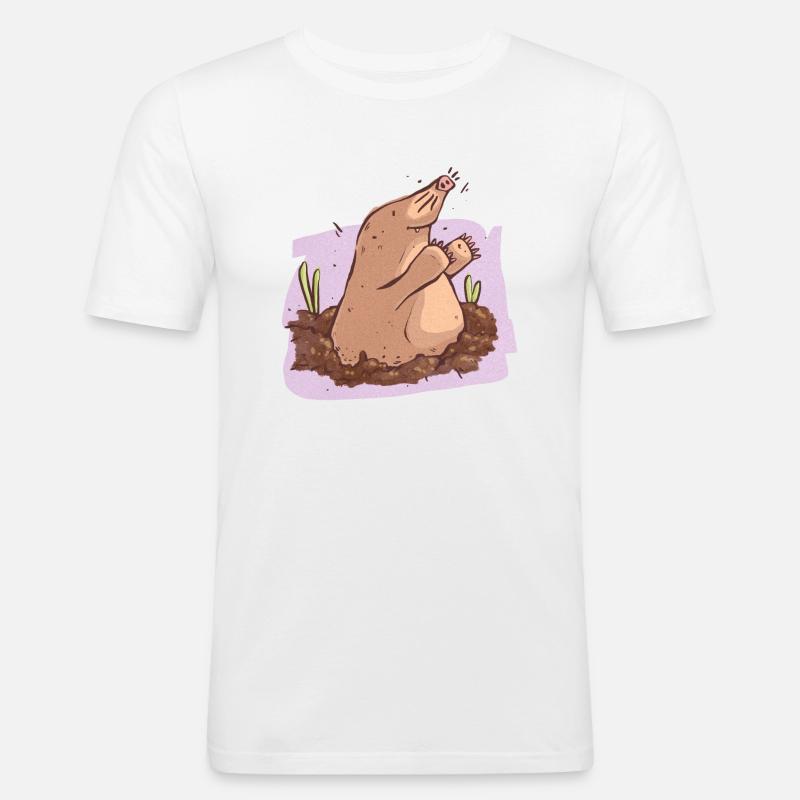 Mole in der Erde - Männer Slim Fit T-Shirt - Weiß