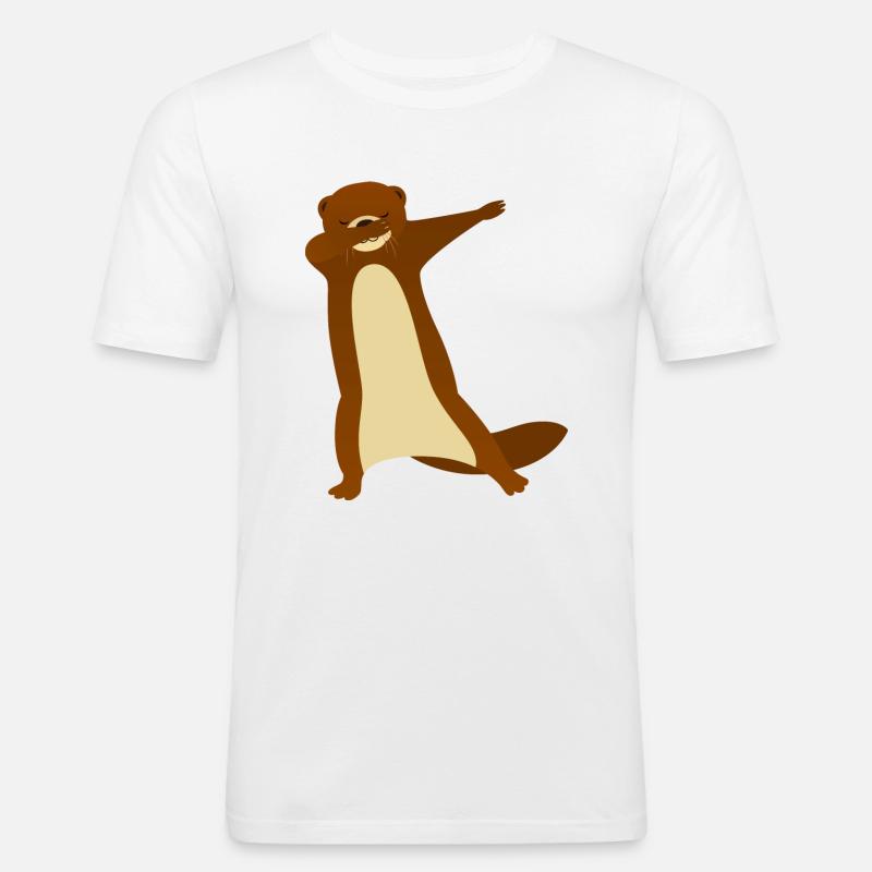 Otter Dab Dance - Cool Gift - Männer Slim Fit T-Shirt - Weiß