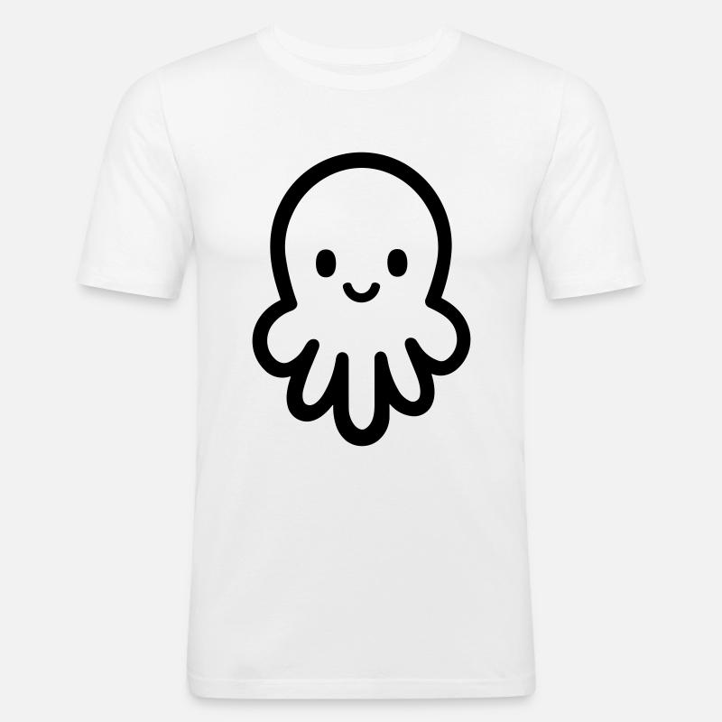 Krake - Männer Slim Fit T-Shirt - Weiß