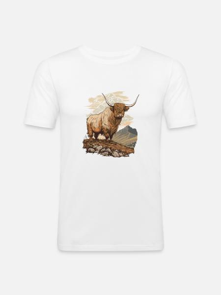 Hochlandkuh - Männer Slim Fit T-Shirt - Weiß