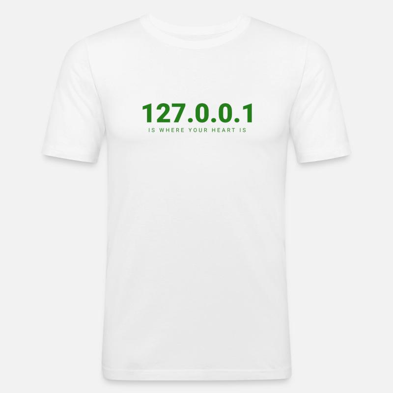 Feel At Home, Code – 127.0.0.1 - Männer Slim Fit T-Shirt - Weiß
