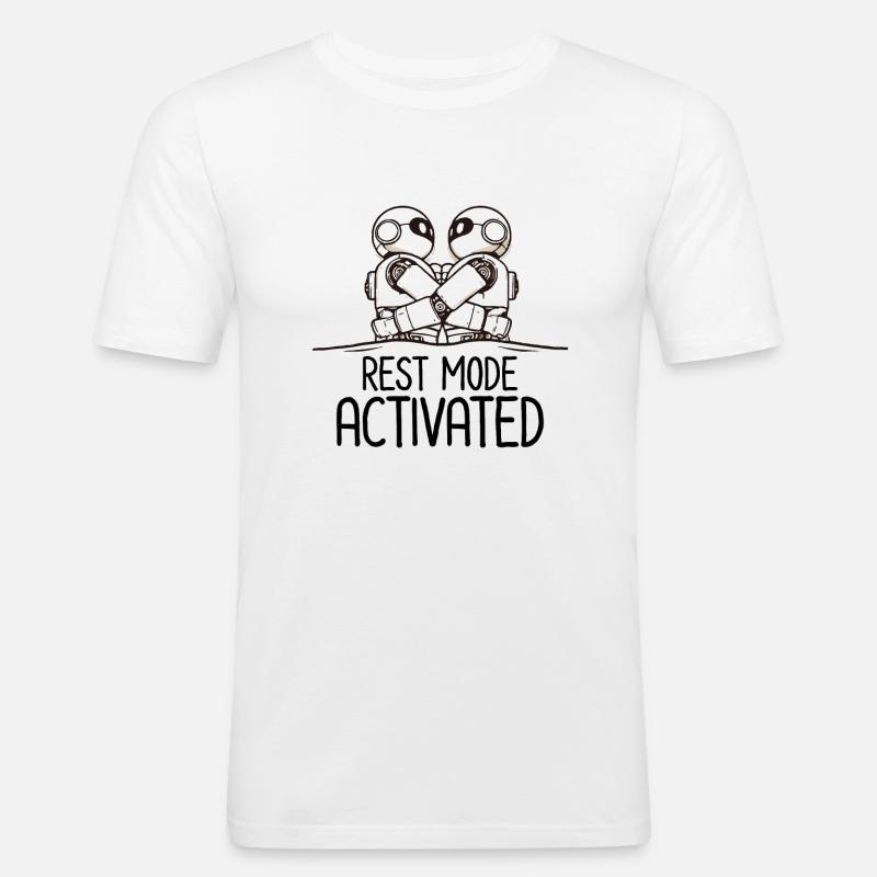 Funny Sleeping Robot Rest Mode - Men's Slim Fit T-Shirt - white