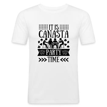 Canasta Party | Canasta Legende | Canasta-Spieler - Männer Slim Fit T-Shirt - Weiß - Vorne - Nik (191cm)