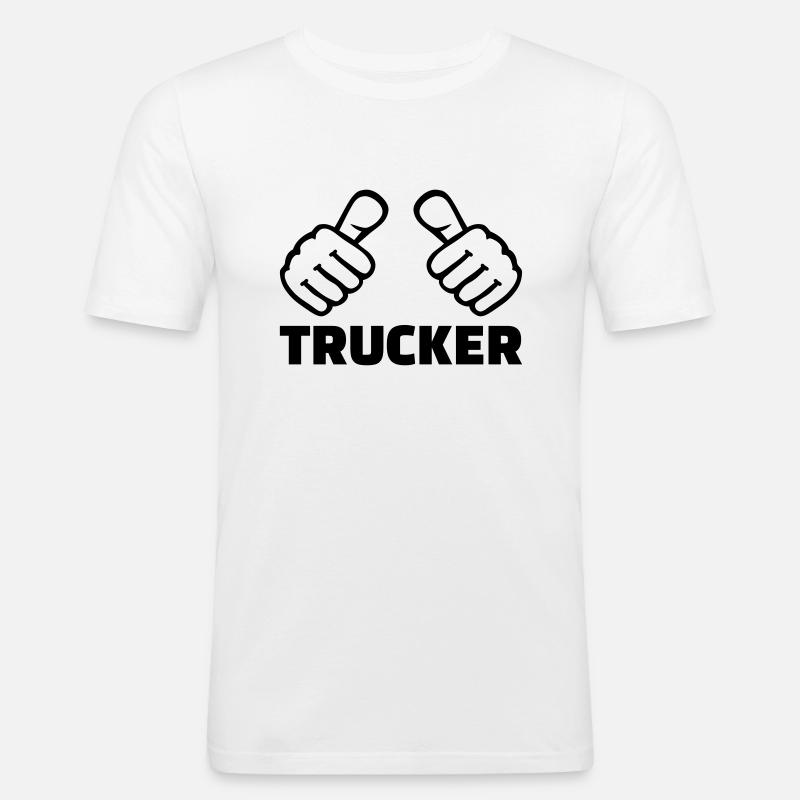 Trucker - Männer Slim Fit T-Shirt - Weiß