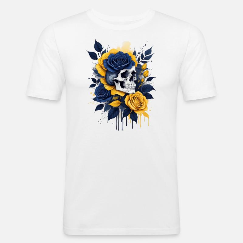Flora Skull - Männer Slim Fit T-Shirt - Weiß