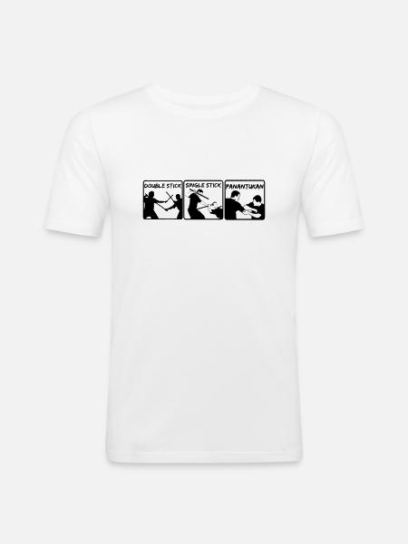 Stickfighting - Männer Slim Fit T-Shirt - Weiß