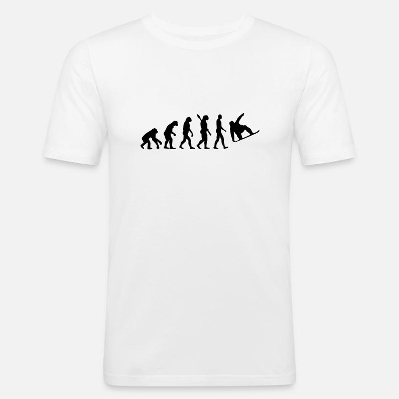 Evolution Snowboard - Männer Slim Fit T-Shirt - Weiß