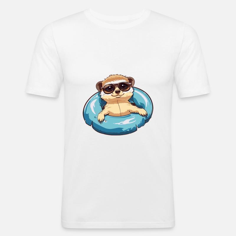 Erdmännchen Comic Cool - Männer Slim Fit T-Shirt - Weiß