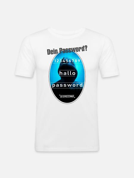 Password Kapuze grau - Männer Slim Fit T-Shirt - Weiß