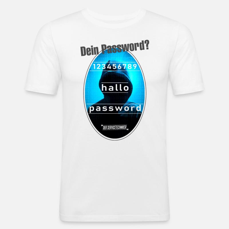 Password Kapuze grau - Männer Slim Fit T-Shirt - Weiß