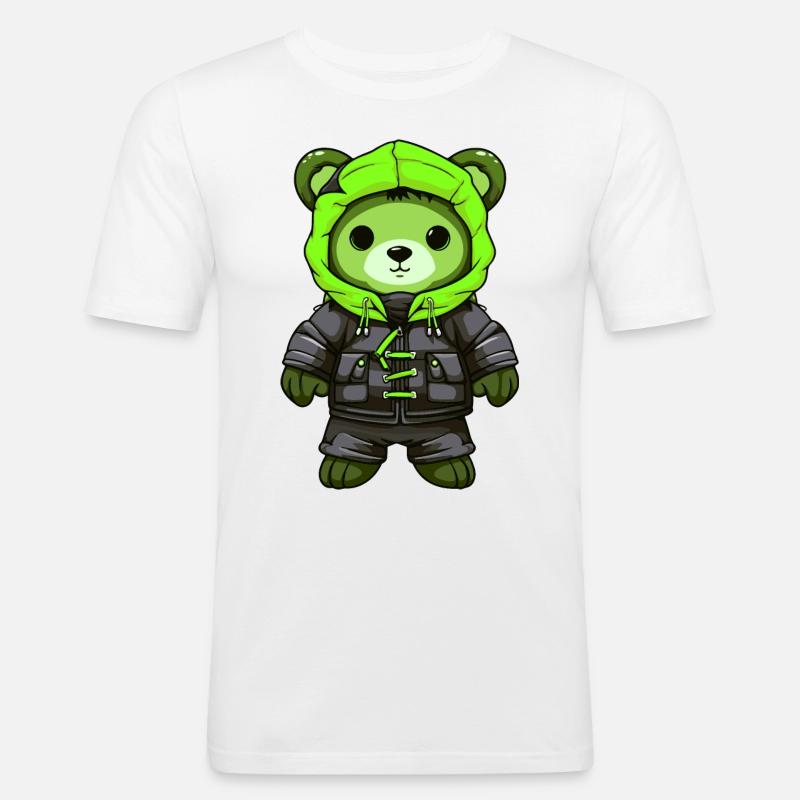 Bär Winter Comic - Männer Slim Fit T-Shirt - Weiß