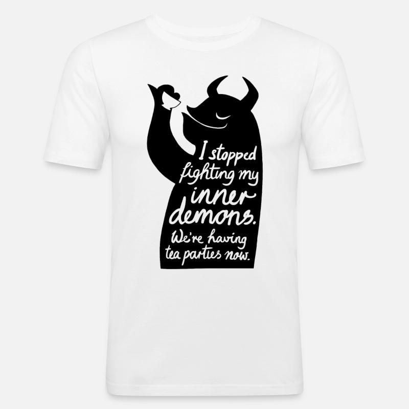 Inner Demons - Männer Slim Fit T-Shirt - Weiß